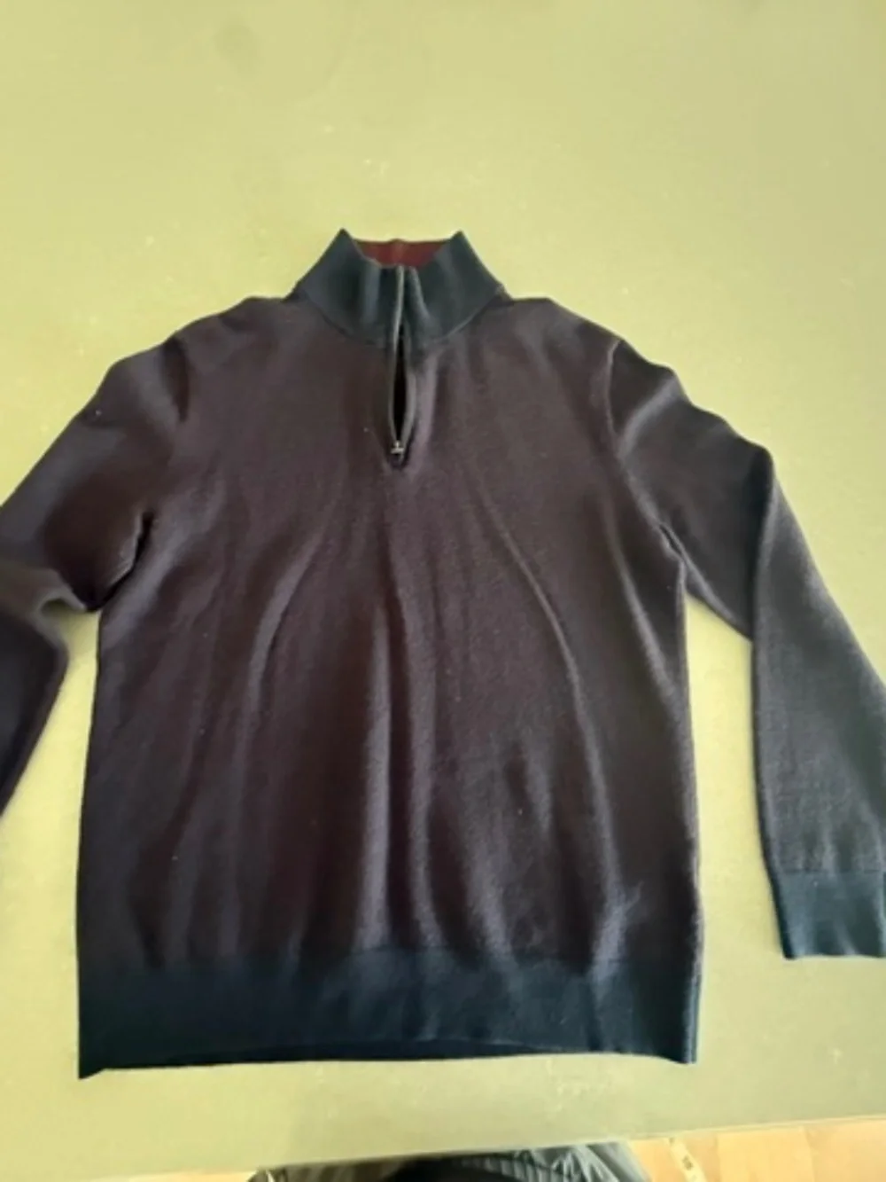 BANANA REPUBLIC Sweater Men's Fine Italian Merino Wool 1/4 Zip Pullover Blue XL
